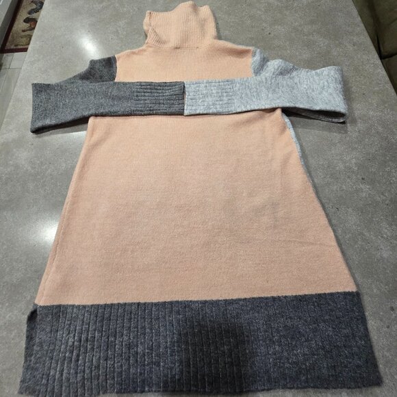POINT ZERO Women's Color Block Turtleneck Long Sleeves Sweater - Grey/Pink P/S - Picture 7 of 13